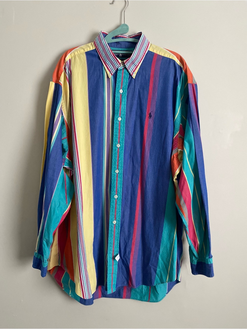 Polo Ralph Lauren The Big Shirt Stripe Button-Down Lg Vintage 90's Retro Oxford